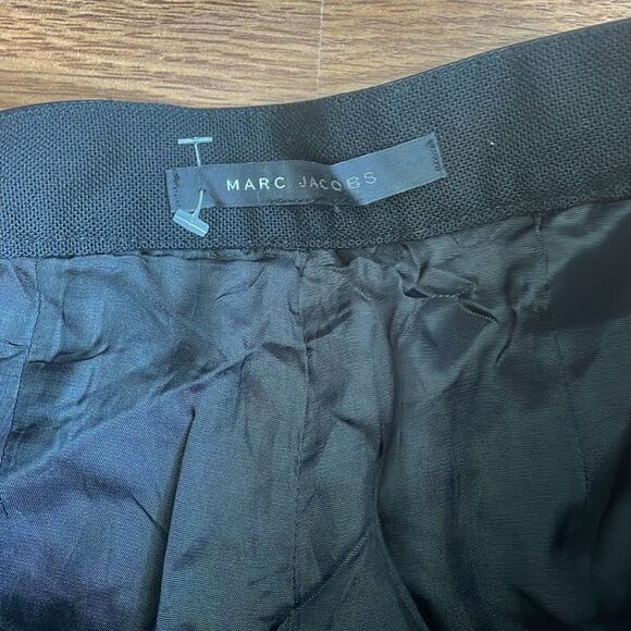 MARC JACOBS Black Capri Crop Pant Womens Patent Leather Detail Wool $228 - Picture 4 of 12